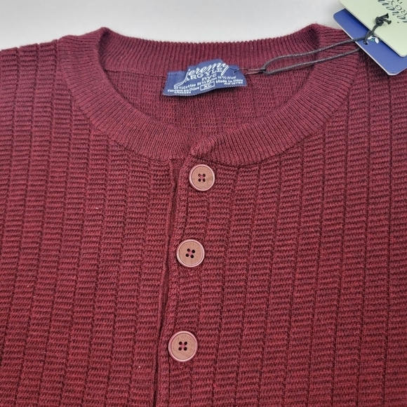 NWT Jeremy Argyle NYC wool blend heavy fair labor burgundy henley B22 - Picture 4 of 6